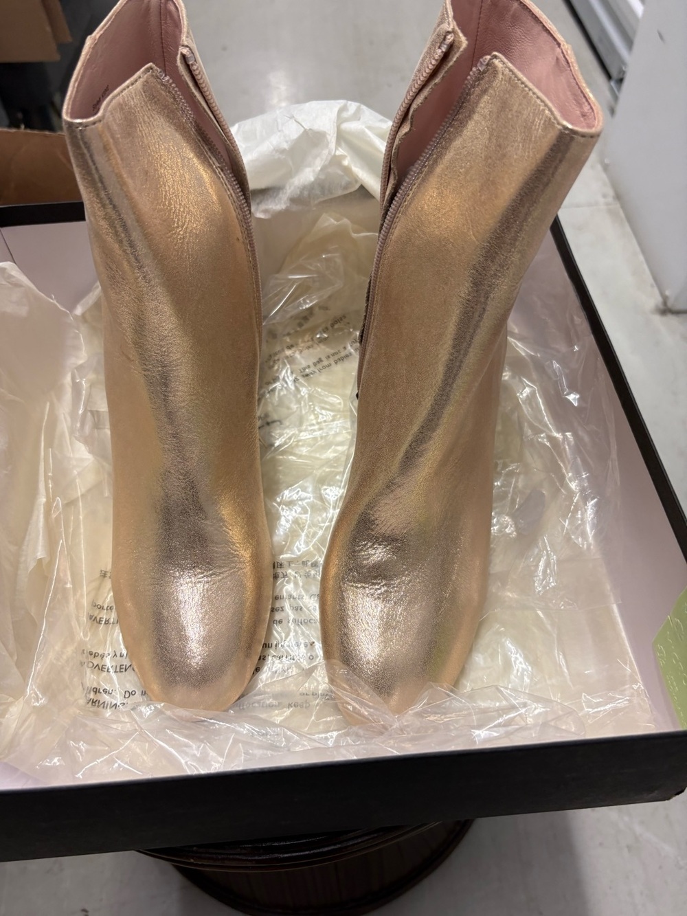 J. Crew Maya Boot in Gold with Stacked Heel. Size 9. New.